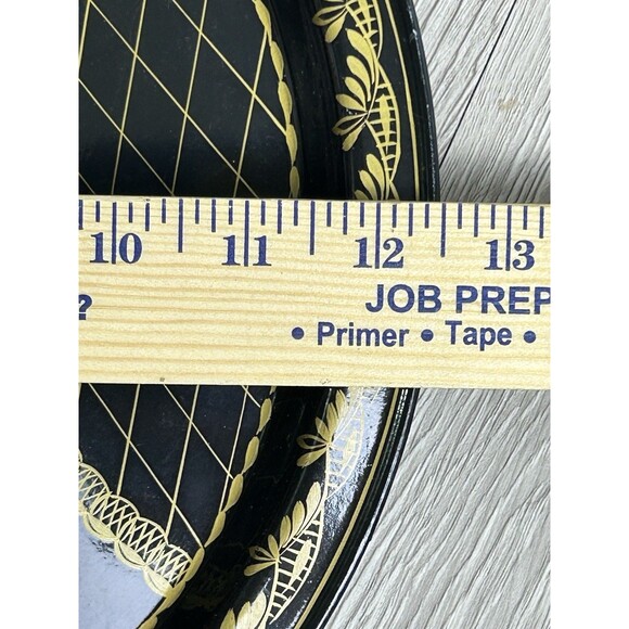 Vintage Russian Round Metal Tray Hand Painted Floral Design Decorative 12.5” - Picture 7 of 7